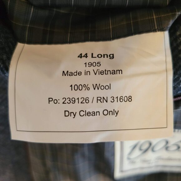 Jos A Bank, 1905 Collection Taylored Sport Coat, Navy Herringbone, 44 Long - Picture 4 of 9